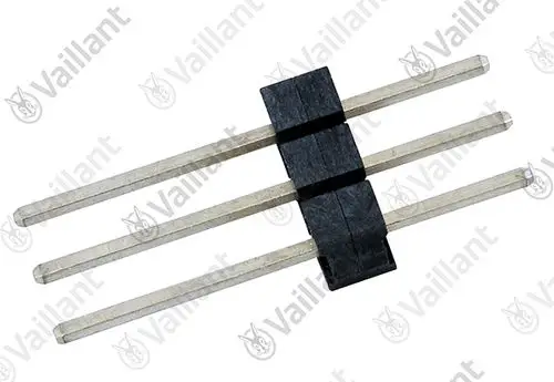 Stecker von Vaillant mit mehreren Kontakten, die durch eine schwarze Halterung verbunden sind. Die Kontakte sind metallisch und parallel angeordnet.